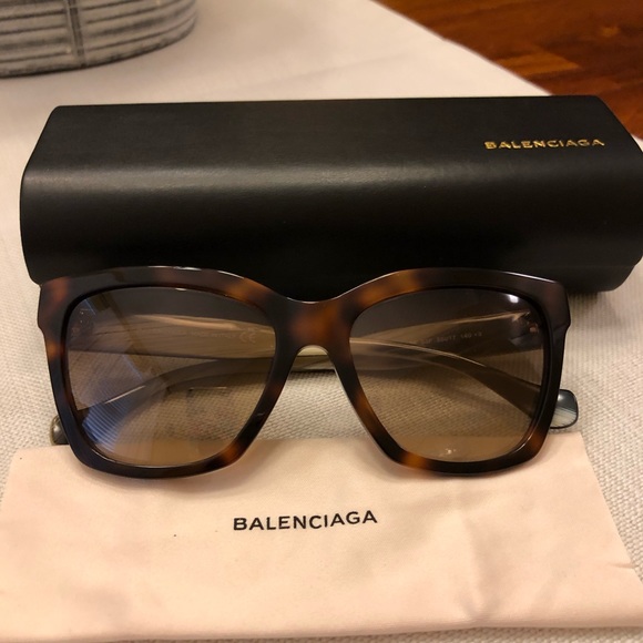 Balenciaga Accessories - Balenciaga Brown Tortoiseshell Sunglasses